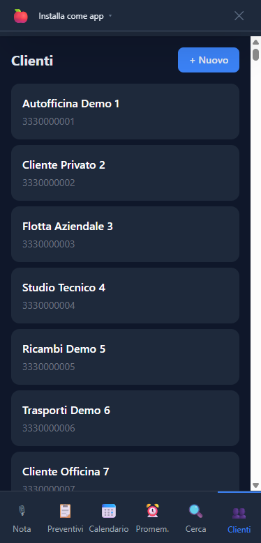 PWA mobile clienti